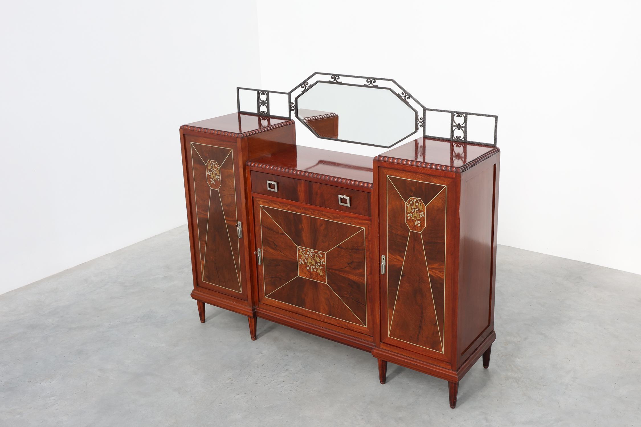 Art Deco marquetry cabinet by De Coene, Belgium, ca. 1925 thumbnail